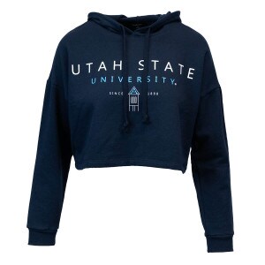 utah state university old main cropped womens hoodie